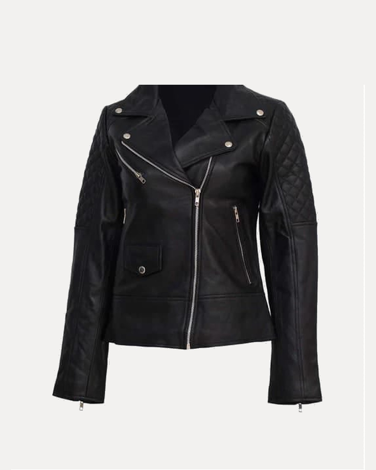 Quilted Shoulder Biker Jacket