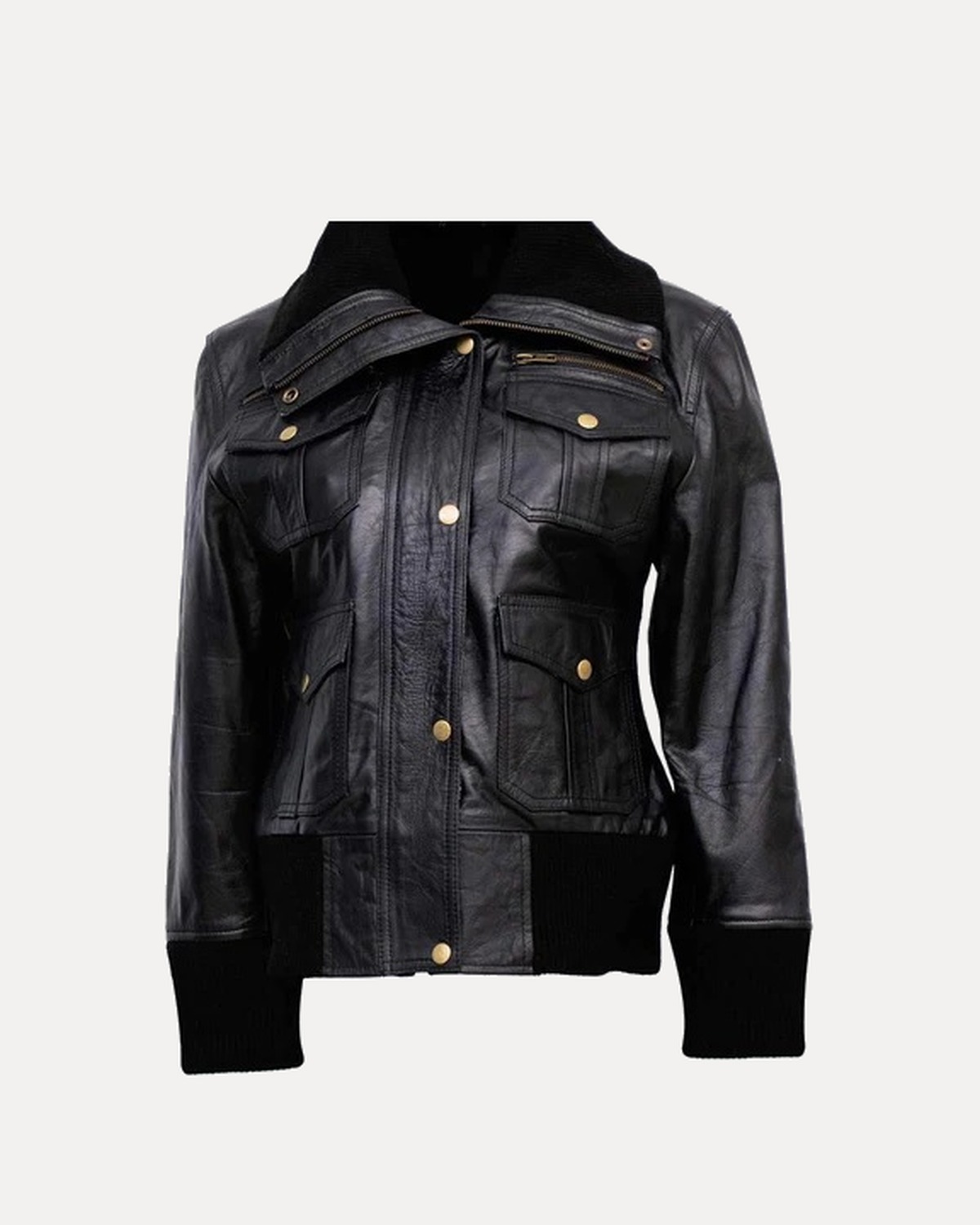 Knit Collar Pocket Bomber